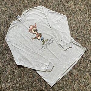 Vintage Alstyle AAA Mens Large Gray Long Sleeve Funny Hunter Graphic Tee Shirt